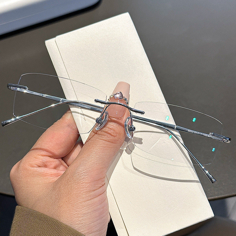 Frameless Anti-Blue Light Glasses | Trendy Photochromic Rimless Eyeglasses for Women & Men - Lightweight Aesthetic Eyewear