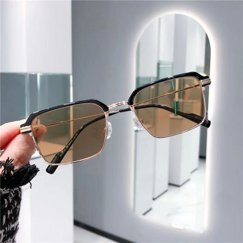 Apex Day-and-Night Photochromic Driving Glasses – Cyberpunk Square Transition Sunglasses with Blue Light Blocking