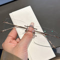 Frameless Anti-Blue Light Glasses | Trendy Photochromic Rimless Eyeglasses for Women & Men - Lightweight Aesthetic Eyewear