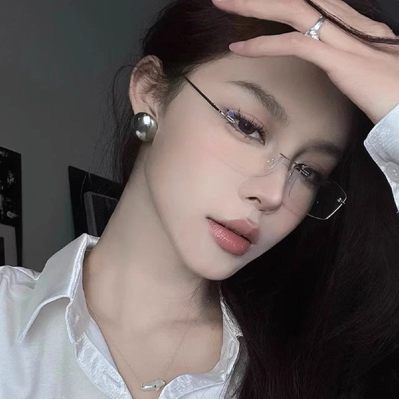 Frameless Anti-Blue Light Glasses | Trendy Photochromic Rimless Eyeglasses for Women & Men - Lightweight Aesthetic Eyewear